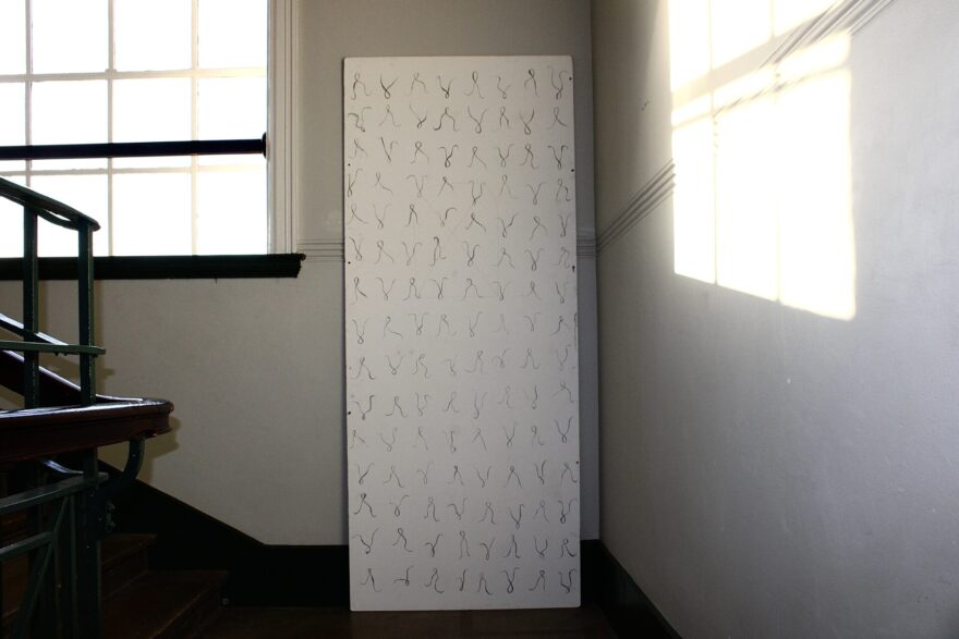 Artwork by Yasmeen Soliman, graphite pencil and charcoal on painted MDF