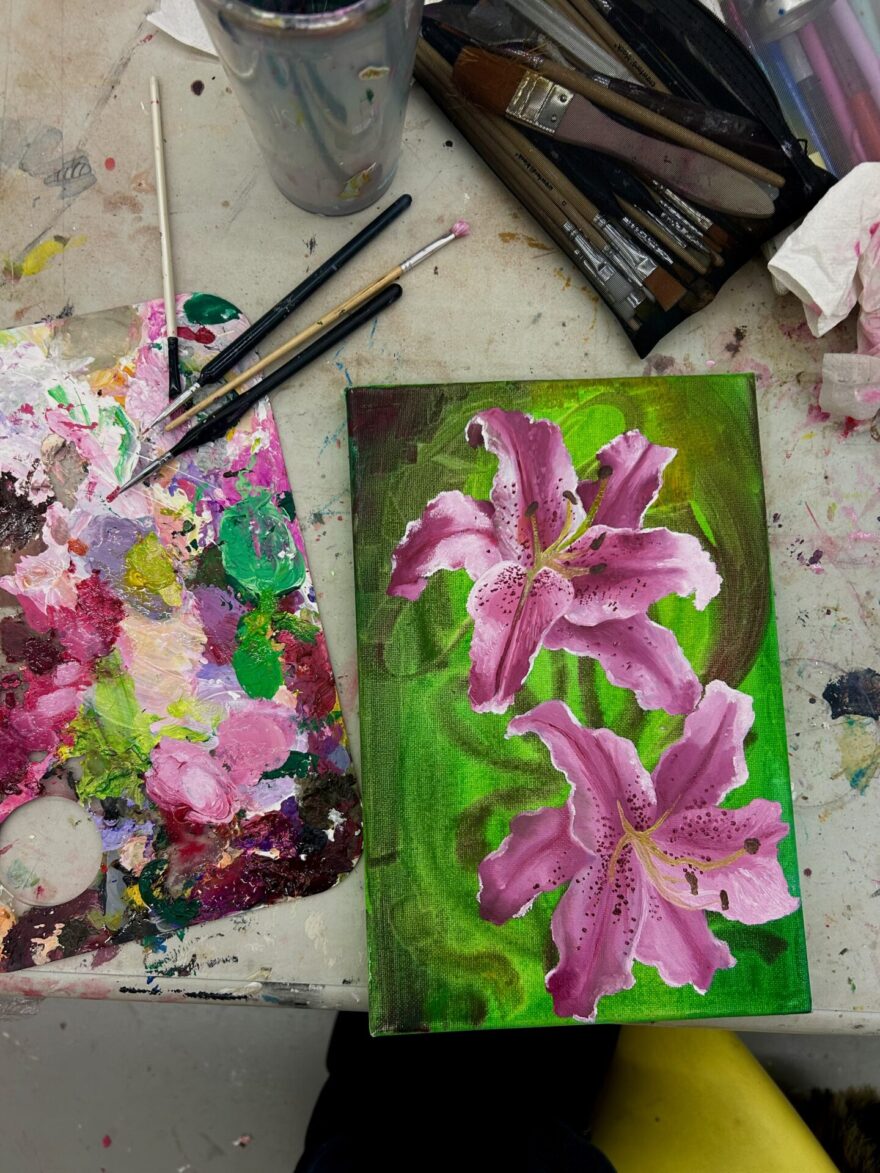 Artwork by Fozia Qureshi in a studio setting