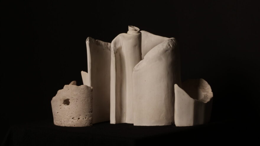 Artwork by Rosie Baker. Plaster and limestone.